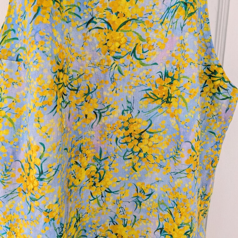 & Other Stories Floral Linen A-Line Halterneck Dress Sz 6 - Picture 5 of 5